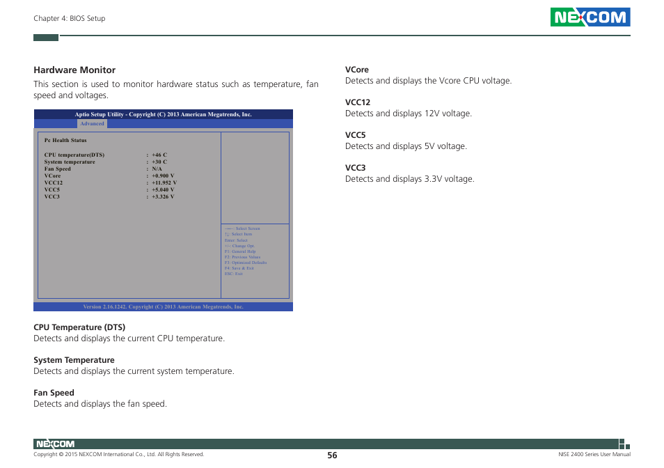 Hardware monitor | NEXCOM NISE 2400 User Manual | Page 70 / 84