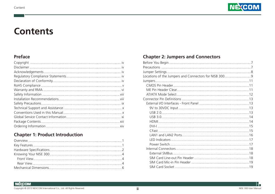 NEXCOM NISE 300 User Manual | Page 2 / 95