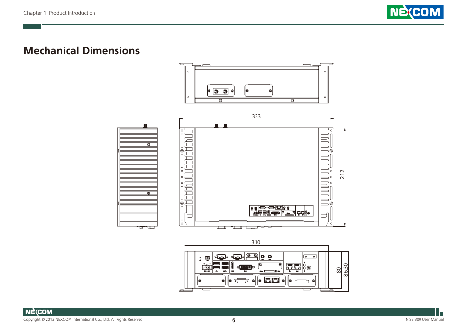 Mechanical dimensions | NEXCOM NISE 300 User Manual | Page 20 / 95