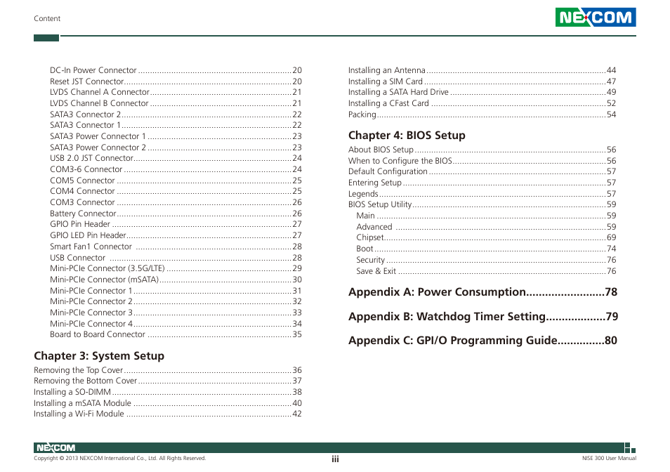 NEXCOM NISE 300 User Manual | Page 3 / 95