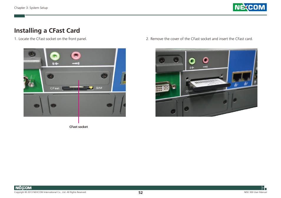 Installing a cfast card | NEXCOM NISE 300 User Manual | Page 66 / 95