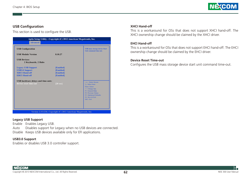 Usb configuration | NEXCOM NISE 300 User Manual | Page 76 / 95