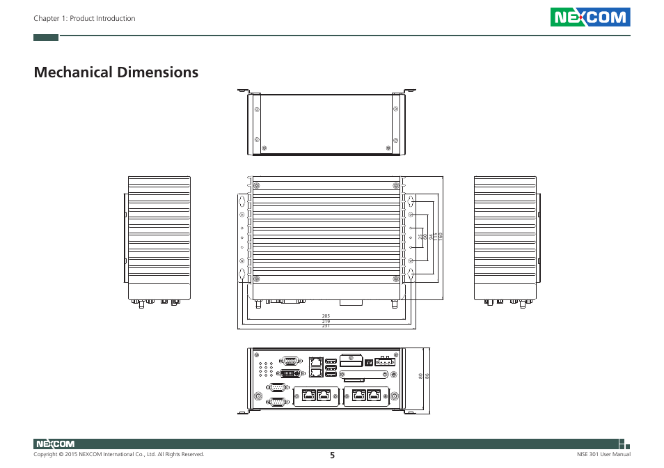 Mechanical dimensions | NEXCOM NISE 301 User Manual | Page 19 / 74