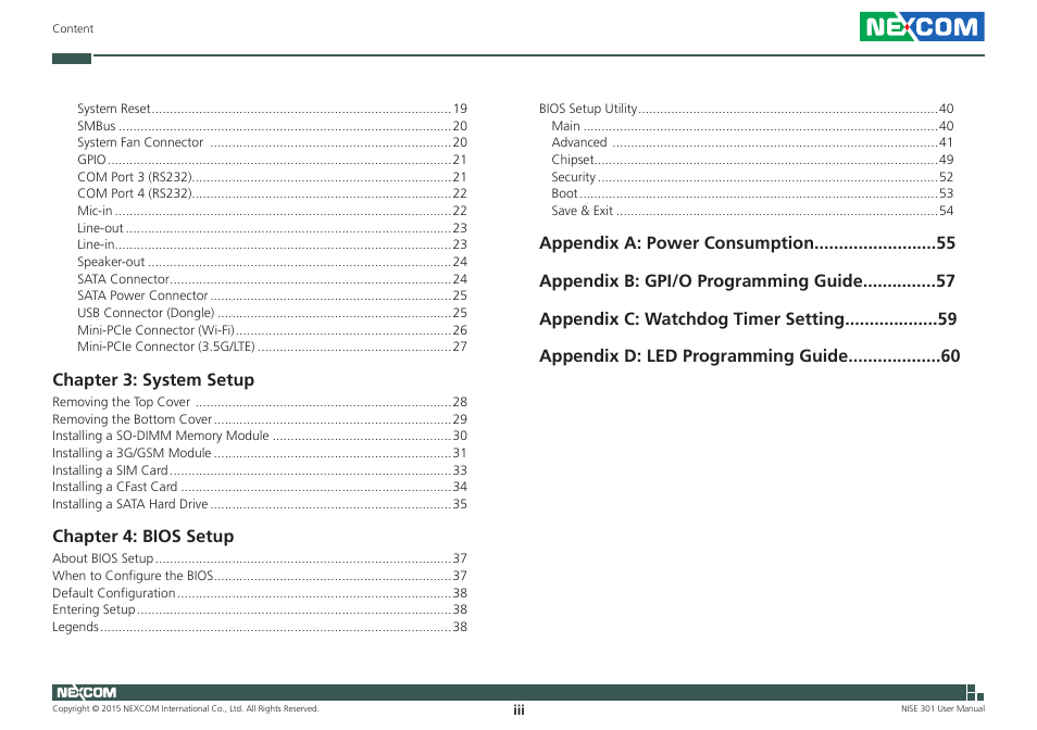 NEXCOM NISE 301 User Manual | Page 3 / 74