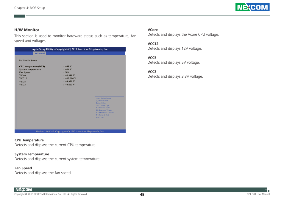 H/w monitor | NEXCOM NISE 301 User Manual | Page 59 / 74
