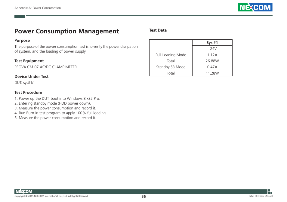 Power consumption management | NEXCOM NISE 301 User Manual | Page 70 / 74