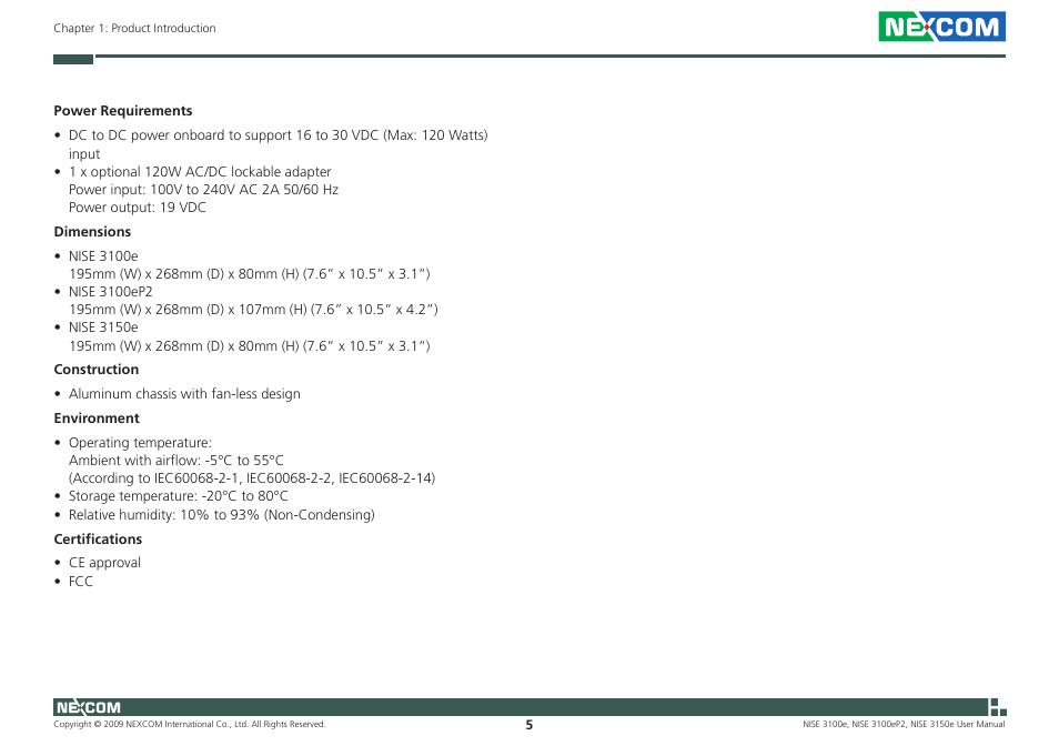 NEXCOM NISE 3100eP2 User Manual | Page 18 / 75