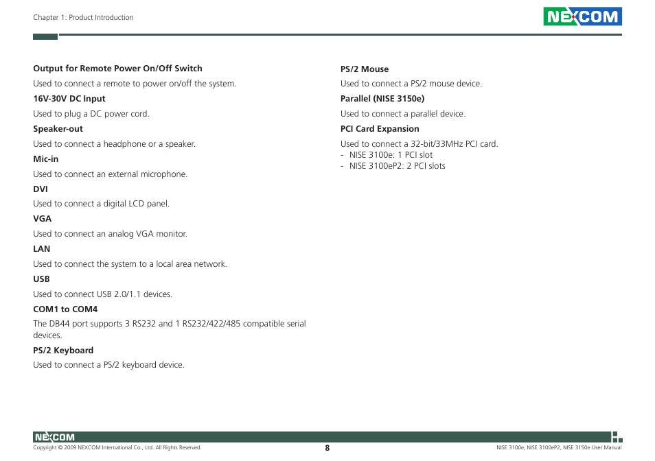 NEXCOM NISE 3100eP2 User Manual | Page 21 / 75