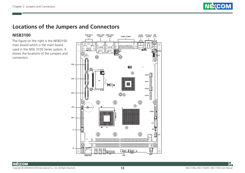 Locations of the jumpers and connectors | NEXCOM NISE 3100eP2 User Manual | Page 26 / 75