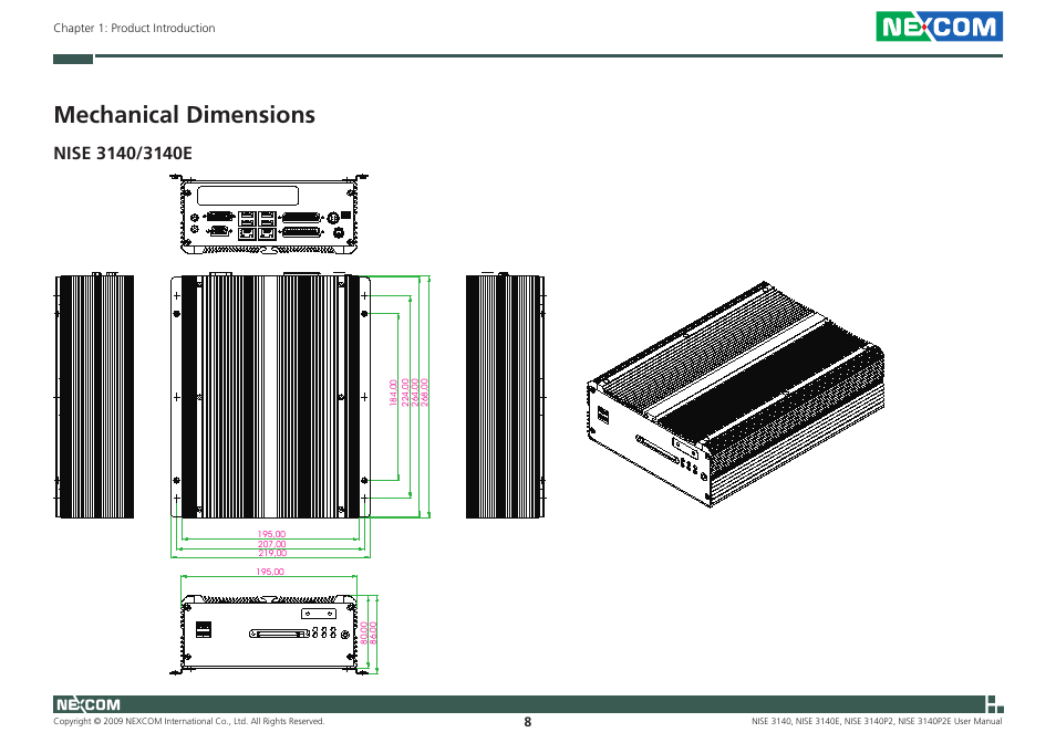 Mechanical dimensions | NEXCOM NISE 3140 User Manual | Page 21 / 88