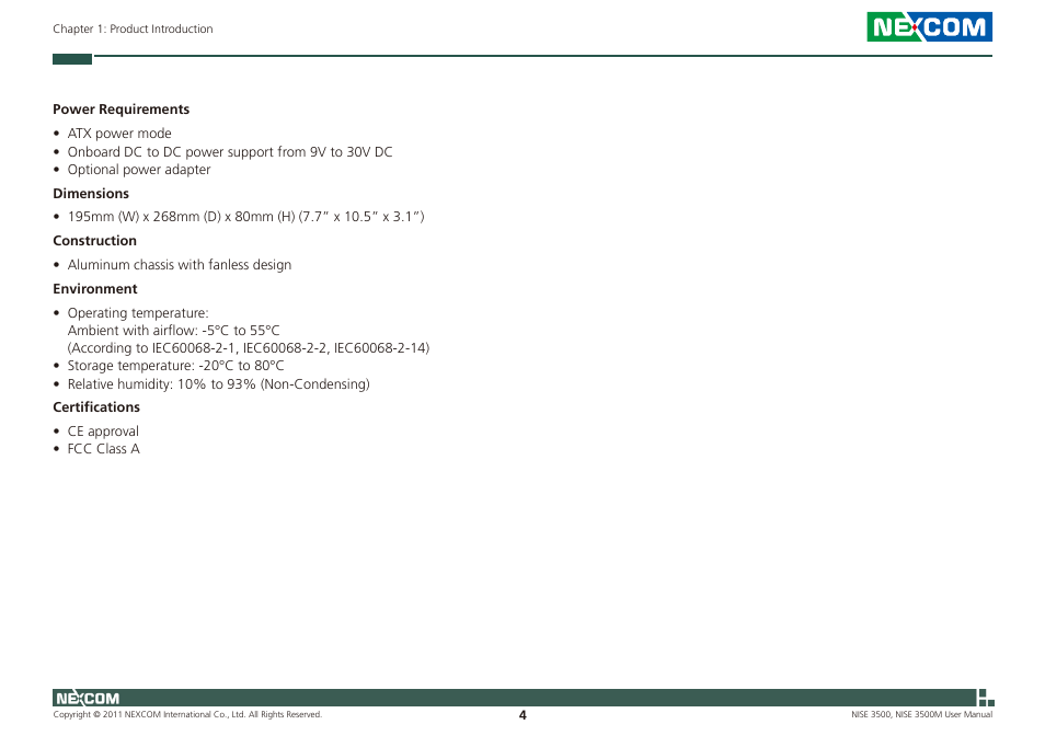 NEXCOM NISE 3500 User Manual | Page 17 / 120