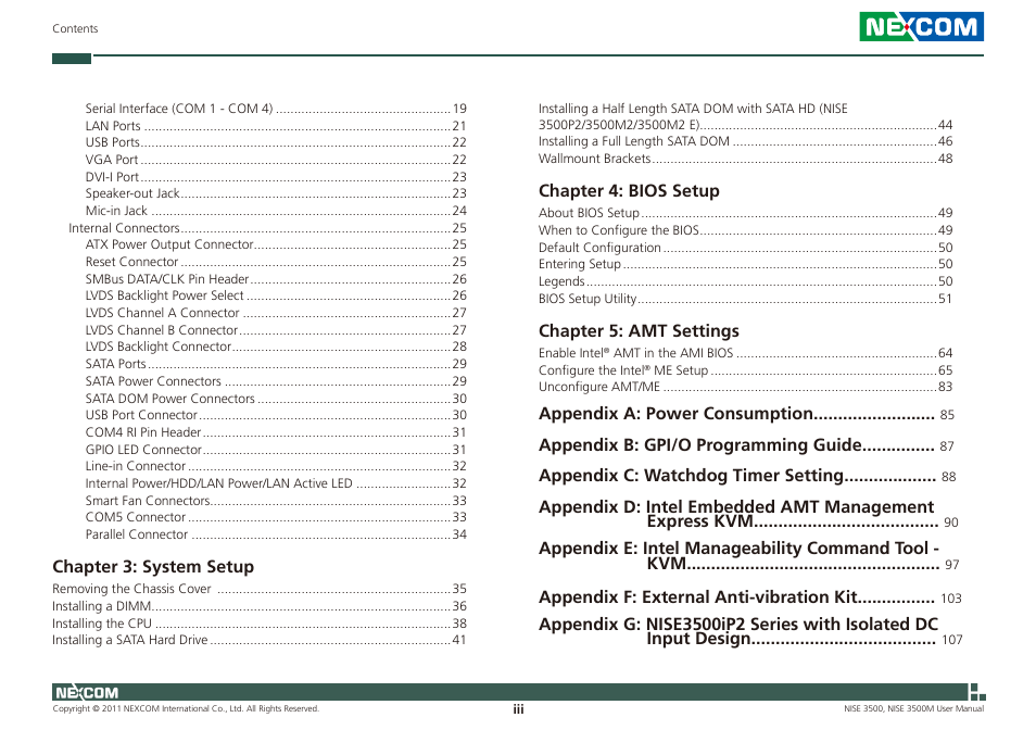 NEXCOM NISE 3500 User Manual | Page 3 / 120