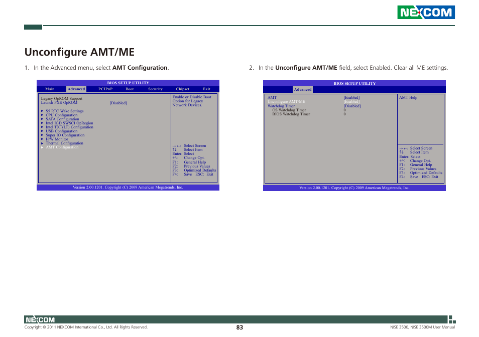 Unconfigure amt/me | NEXCOM NISE 3500 User Manual | Page 96 / 120