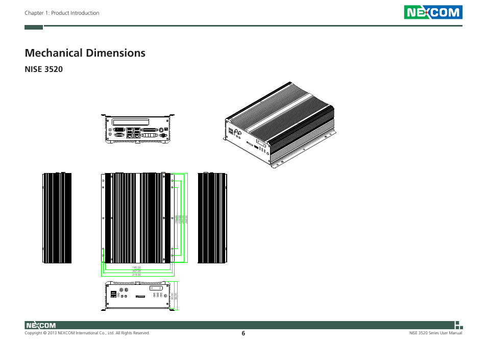 Mechanical dimensions, Nise 3520 | NEXCOM NISE 3520 User Manual | Page 19 / 125
