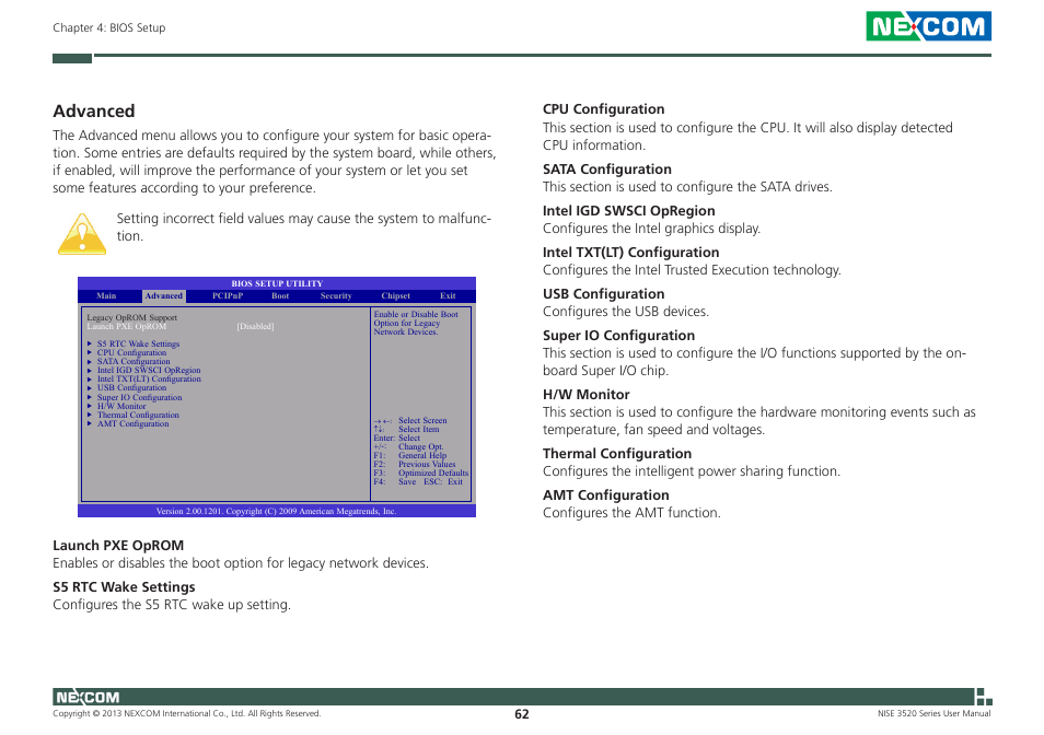 Advanced | NEXCOM NISE 3520 User Manual | Page 75 / 125