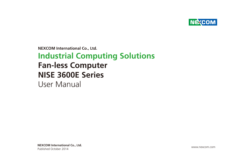 NEXCOM NISE 3600E User Manual | 102 pages