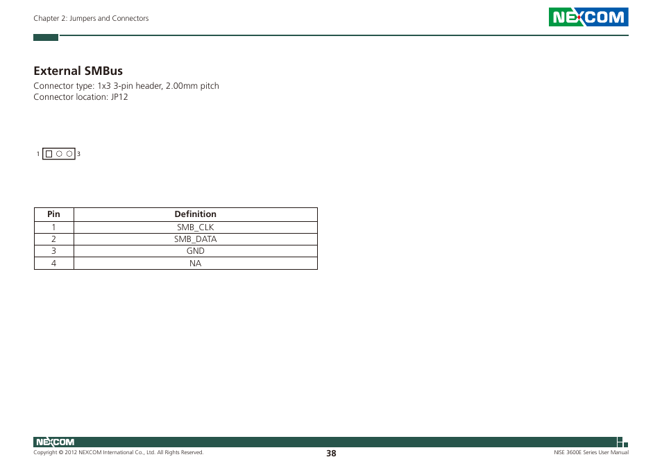 External smbus | NEXCOM NISE 3600E User Manual | Page 52 / 102