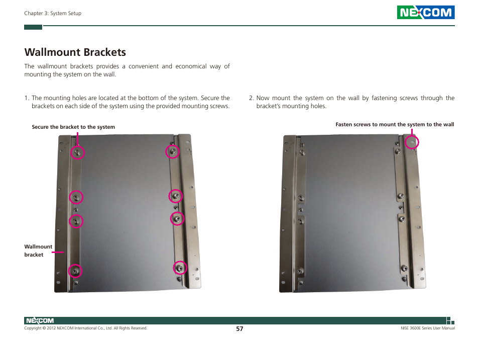 Wallmount brackets | NEXCOM NISE 3600E User Manual | Page 71 / 102