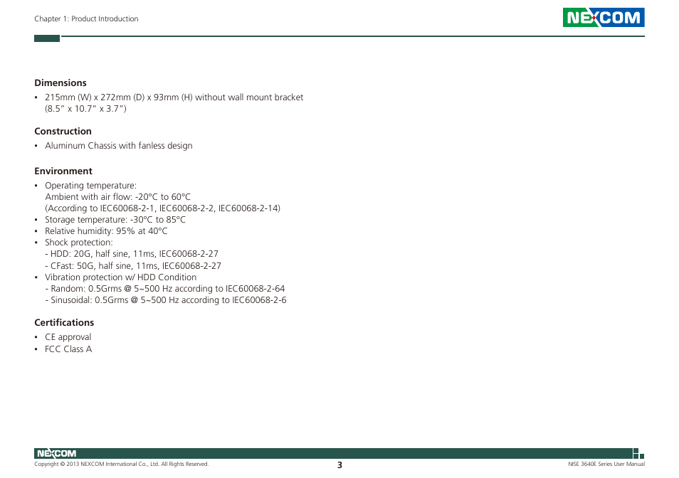 NEXCOM NISE 3640E User Manual | Page 17 / 105