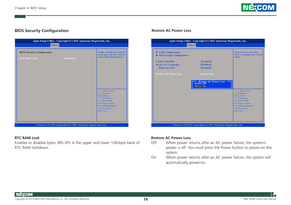 Bios security configuration | NEXCOM NISE 3640E User Manual | Page 88 / 105