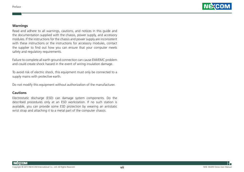 NEXCOM NISE 3640M User Manual | Page 7 / 108