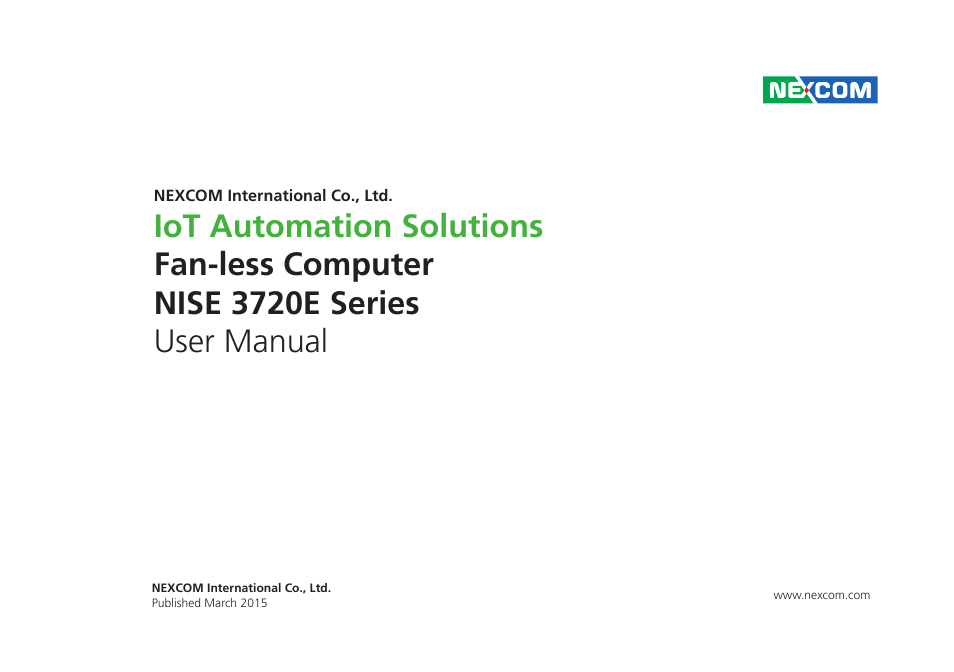 NEXCOM NISE 3720E User Manual | 85 pages