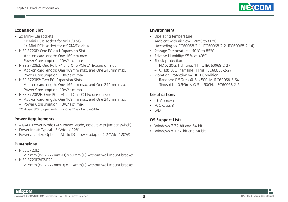 NEXCOM NISE 3720E User Manual | Page 17 / 85