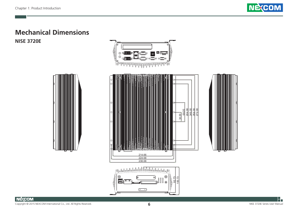 Mechanical dimensions, Nise 3720e | NEXCOM NISE 3720E User Manual | Page 20 / 85