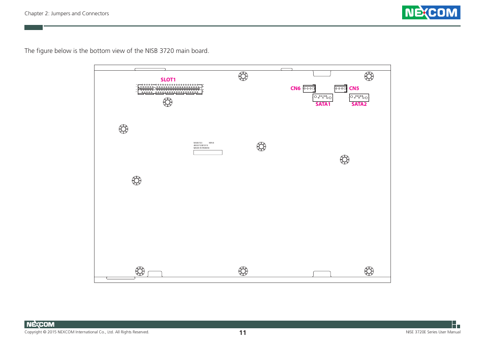 Chapter 2: jumpers and connectors, Cn6 sata1 sata2 slot1 | NEXCOM NISE 3720E User Manual | Page 25 / 85