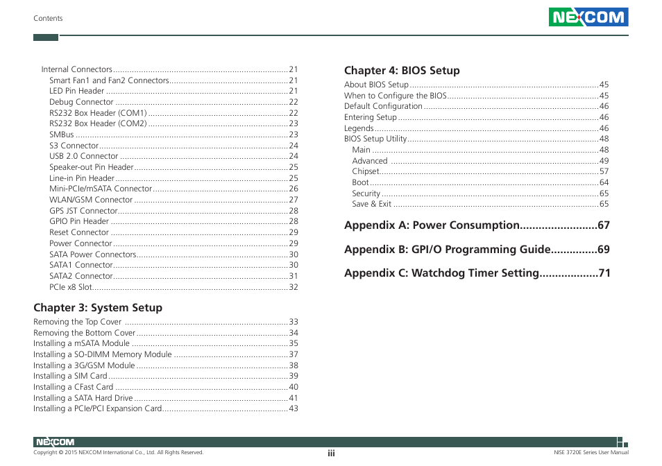 NEXCOM NISE 3720E User Manual | Page 3 / 85