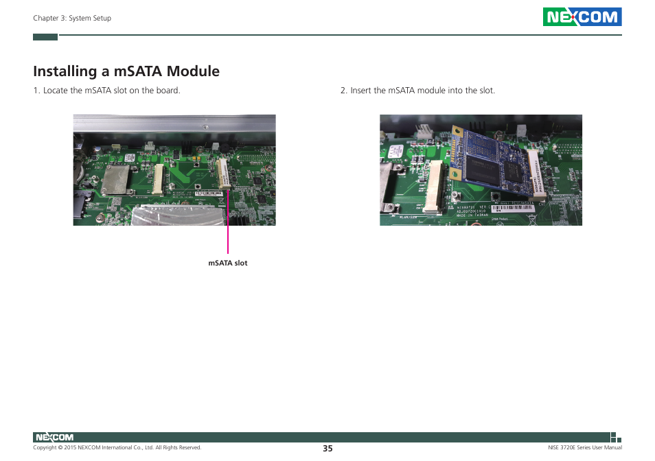 Installing a msata module | NEXCOM NISE 3720E User Manual | Page 49 / 85