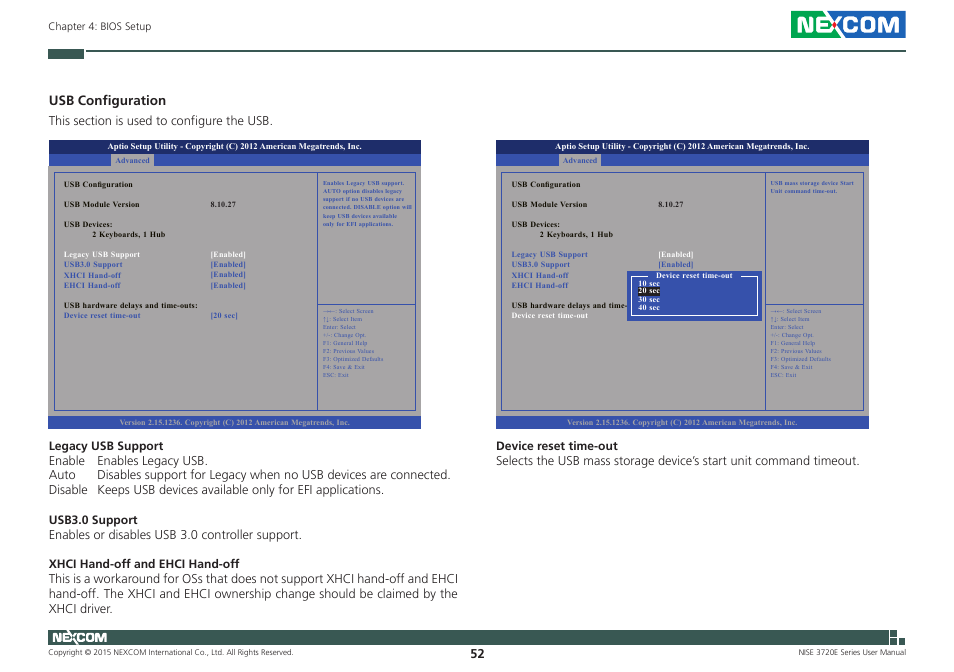 Usb configuration | NEXCOM NISE 3720E User Manual | Page 66 / 85