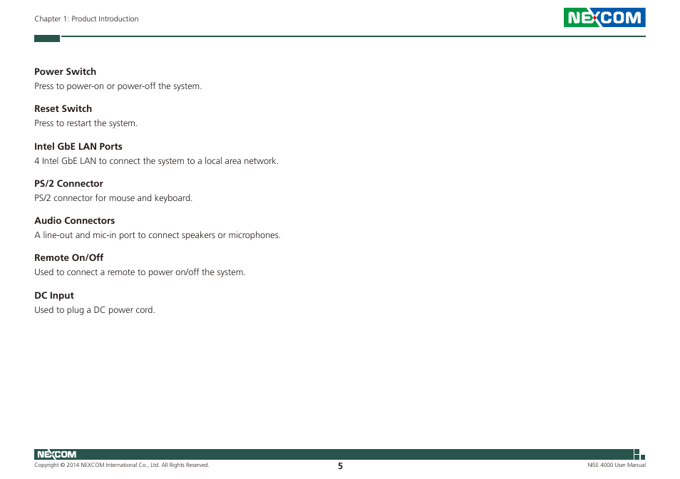 NEXCOM NISE 4000 User Manual | Page 20 / 102