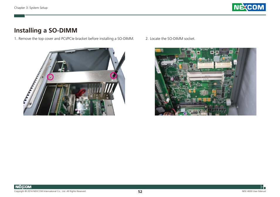 Installing a so-dimm | NEXCOM NISE 4000 User Manual | Page 67 / 102