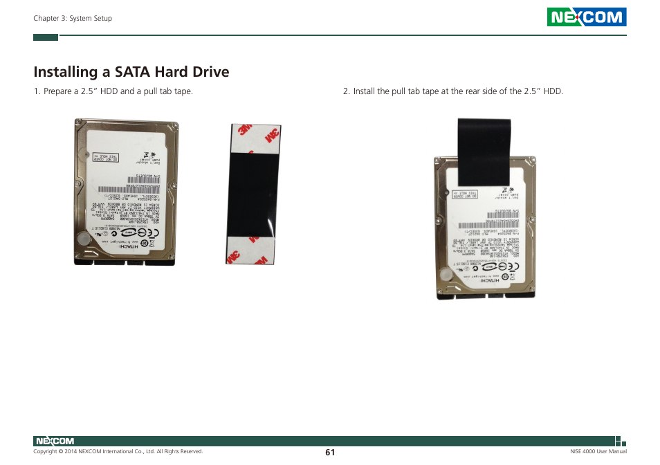 Installing a sata hard drive | NEXCOM NISE 4000 User Manual | Page 76 / 102