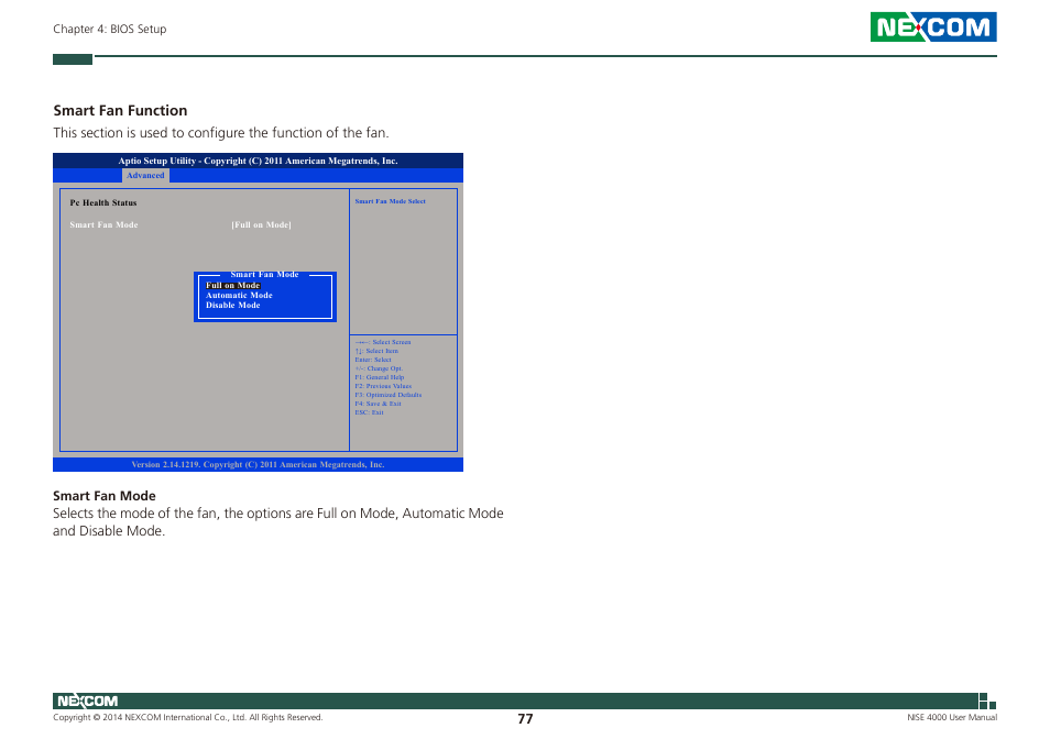 Smart fan function | NEXCOM NISE 4000 User Manual | Page 92 / 102