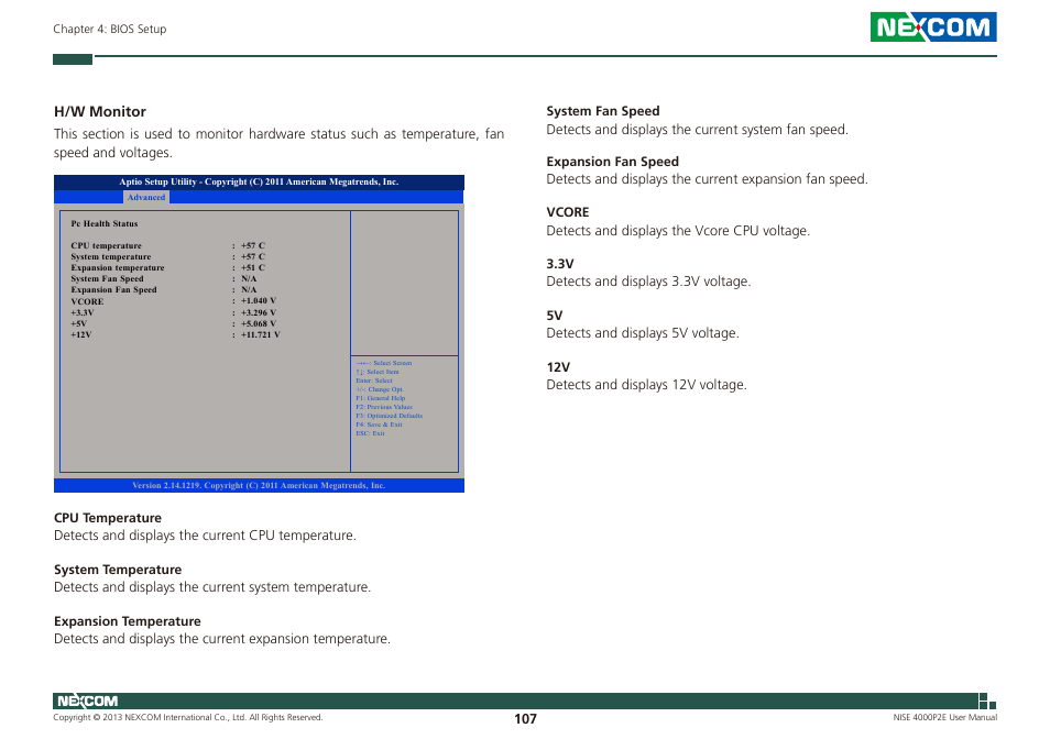 H/w monitor | NEXCOM NISE 4000P2E User Manual | Page 122 / 131