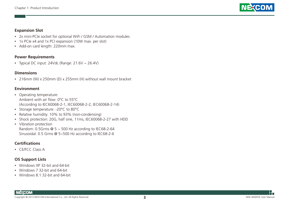 NEXCOM NISE 4000P2E User Manual | Page 18 / 131