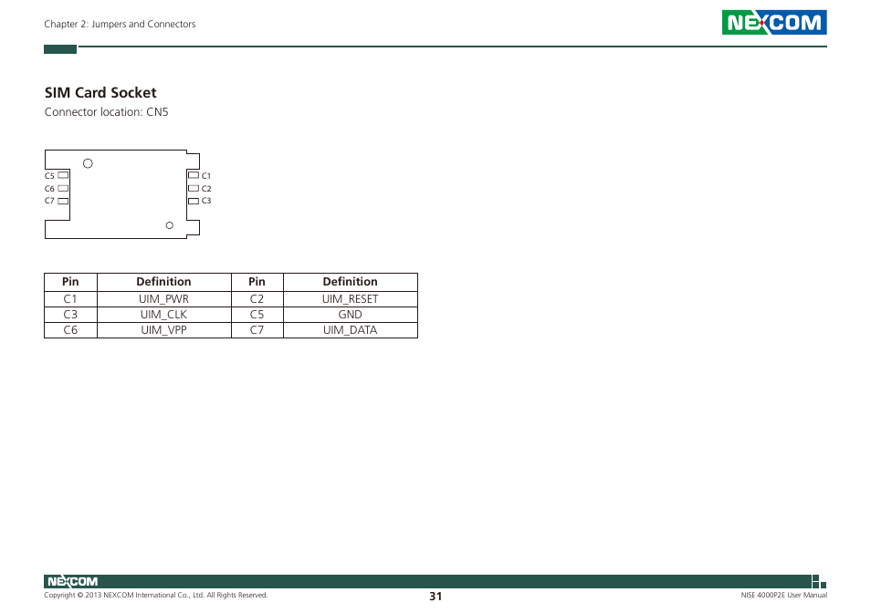 Sim card socket | NEXCOM NISE 4000P2E User Manual | Page 46 / 131
