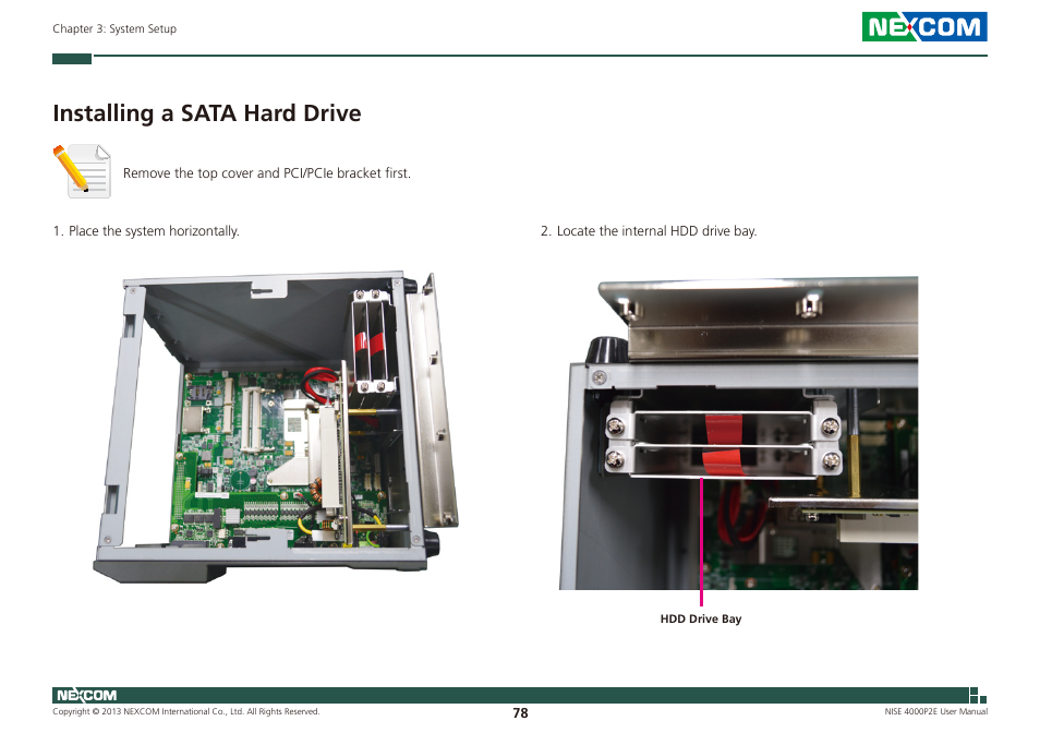 Installing a sata hard drive | NEXCOM NISE 4000P2E User Manual | Page 93 / 131