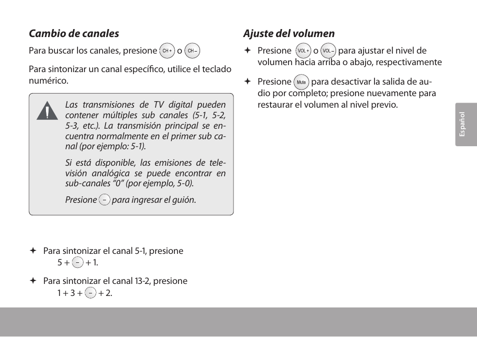 Cambio de canales, Ajuste del volumen | COBY electronic TFTV791 User Manual | Page 53 / 100