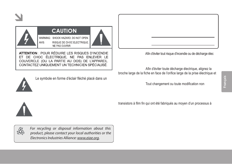 Avis de sécurité | COBY electronic TFTV791 User Manual | Page 91 / 100