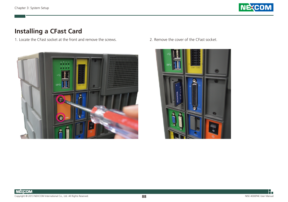 Installing a cfast card | NEXCOM NISE 4000P4E User Manual | Page 103 / 128