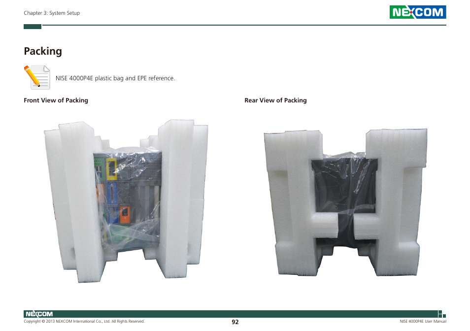 Packing | NEXCOM NISE 4000P4E User Manual | Page 107 / 128