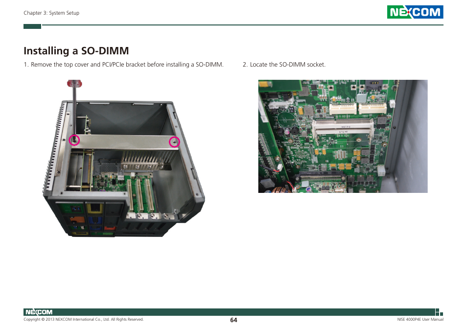 Installing a so-dimm | NEXCOM NISE 4000P4E User Manual | Page 79 / 128