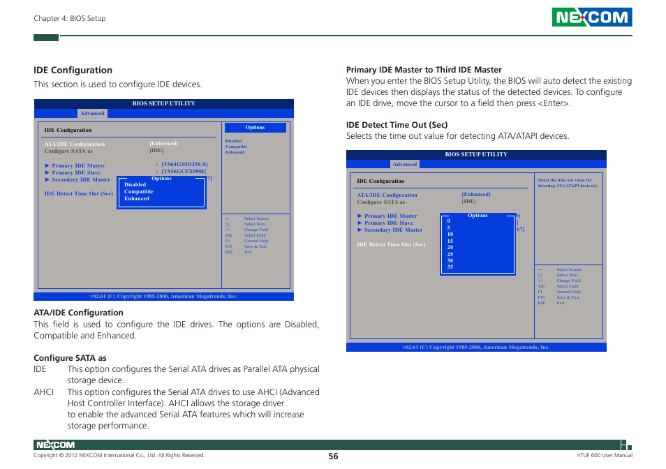 Ide configuration | NEXCOM nTUF 600 User Manual | Page 70 / 100