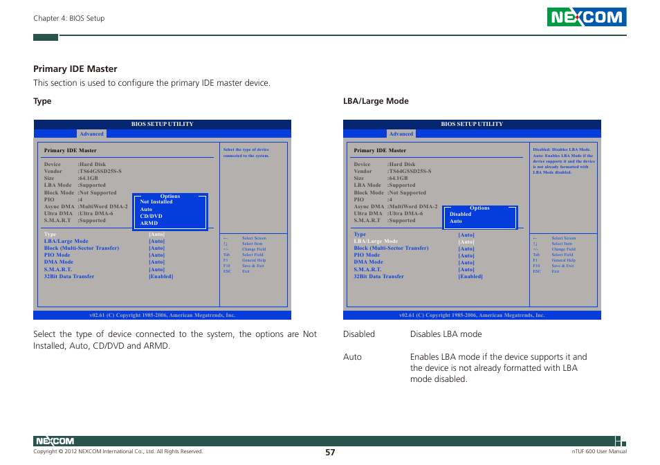 Primary ide master | NEXCOM nTUF 600 User Manual | Page 71 / 100