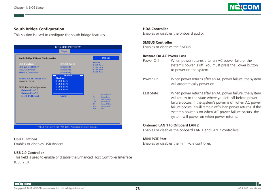 South bridge configuration | NEXCOM nTUF 600 User Manual | Page 92 / 100