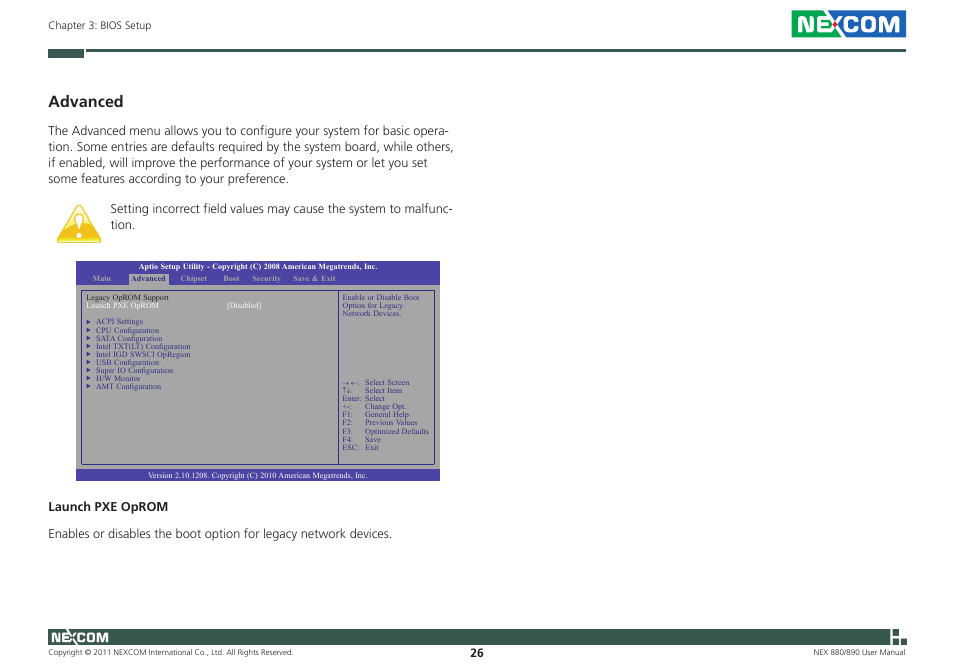 Advanced | NEXCOM NEX 880 User Manual | Page 39 / 58