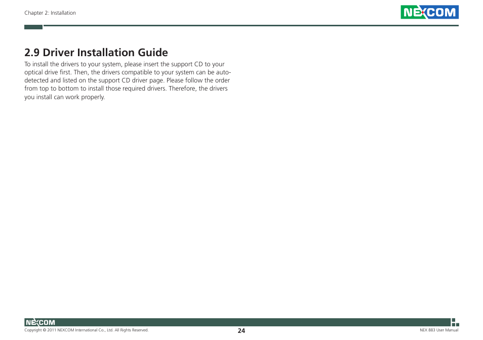9 driver installation guide | NEXCOM NEX 883 User Manual | Page 35 / 53